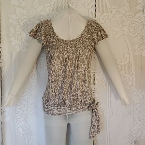 Elle ruffled cap sleeve top with gathered waist